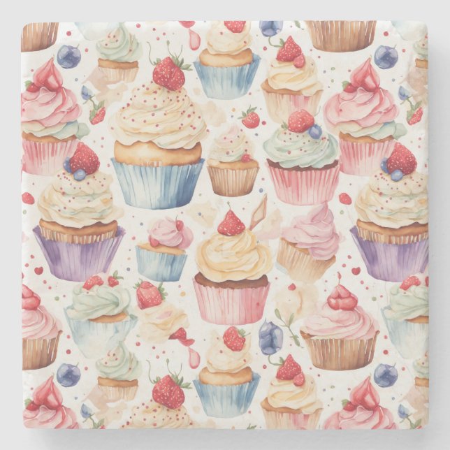 Posavasos De Piedra Patrones digitales de crema y pastel (Anverso)