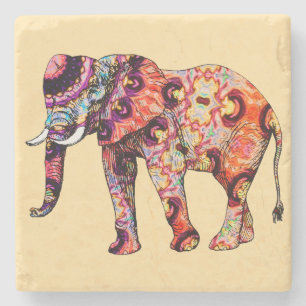 Posavasos De Piedra Patrones tradicionales chinos de animales elefante