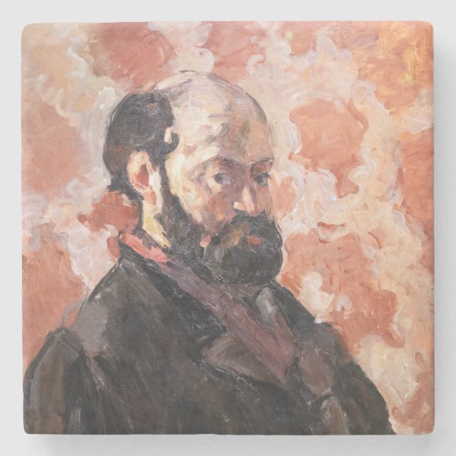 Posavasos De Piedra Paul Cezanne - autorretrato de fondo rosa (Anverso)