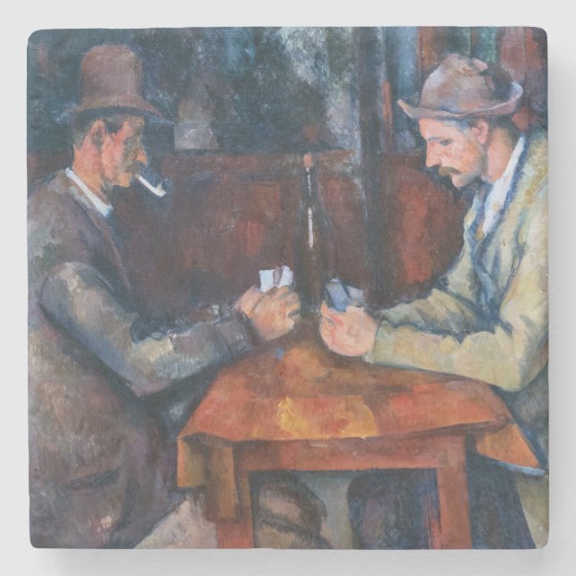 Posavasos De Piedra Paul Cezanne - Los jugadores de cartas (Anverso)