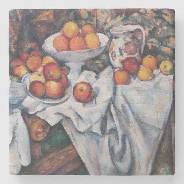 Posavasos De Piedra Paul Cezanne - Todavía vida, manzanas y Naranjas (Anverso)