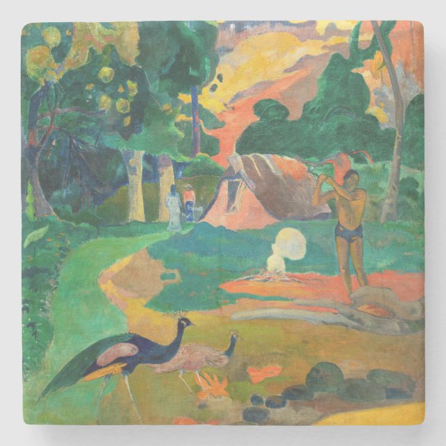 Posavasos De Piedra Paul Gauguin - Paisaje con Peacocks / Matamoe (Anverso)