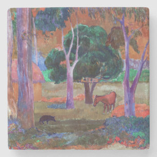 Posavasos De Piedra Paul Gauguin - Paisaje con un Cerdo y un Caballo