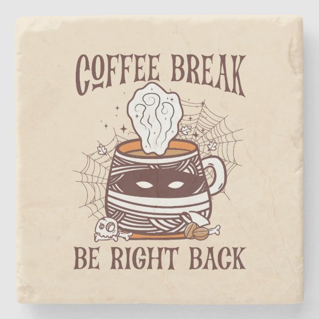 Posavasos De Piedra Pausa de café - Tema de Halloween (Anverso)