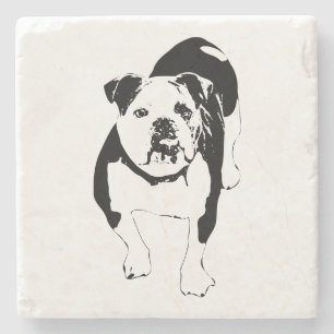 Posavasos De Piedra Pausa nítida, alegría de bulldog