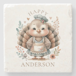 Posavasos De Piedra Pavo Floral Chic Personalizado