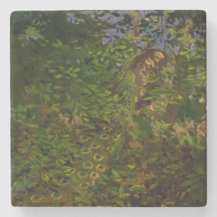 Posavasos De Piedra Pavo real en el bosque (por Abbott Henderson Thaye