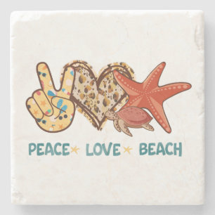 Posavasos De Piedra Paz, amor, playa Paz manual, corazón, tortuga