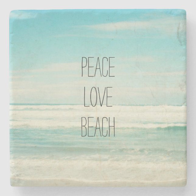 Posavasos De Piedra Peace Love Beach (Anverso)