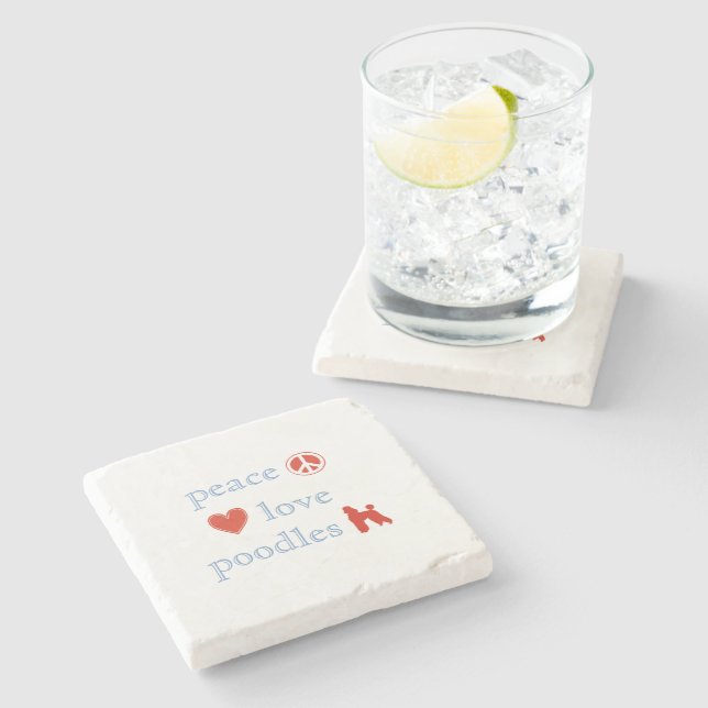 Posavasos De Piedra Peace Love Poodles Stone Beaster Coaster (Lateral)