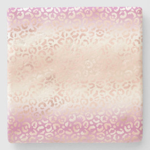 Posavasos De Piedra Peach Rubor Peach Glam Leopard Print Tye