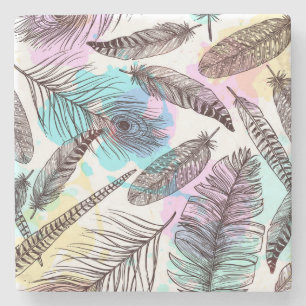 Posavasos De Piedra Peacock Feather