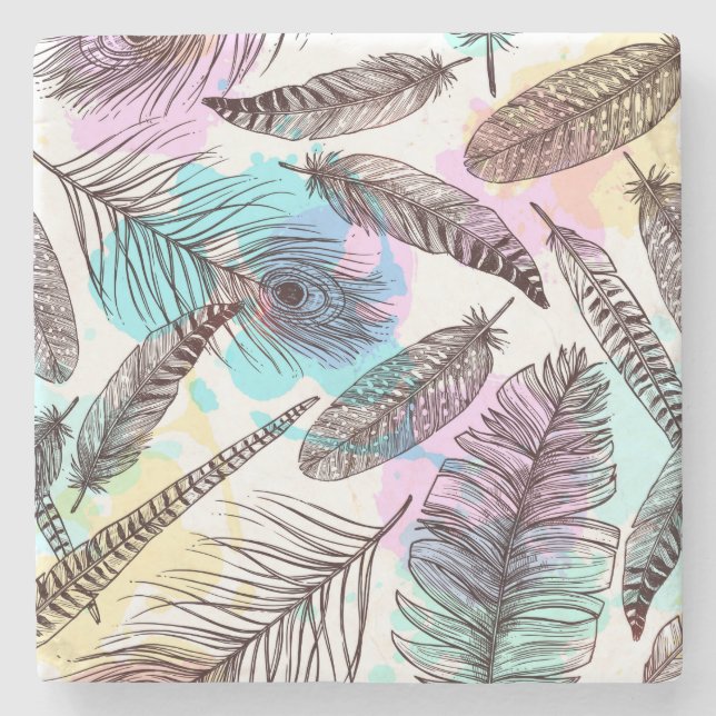 Posavasos De Piedra Peacock Feather (Anverso)