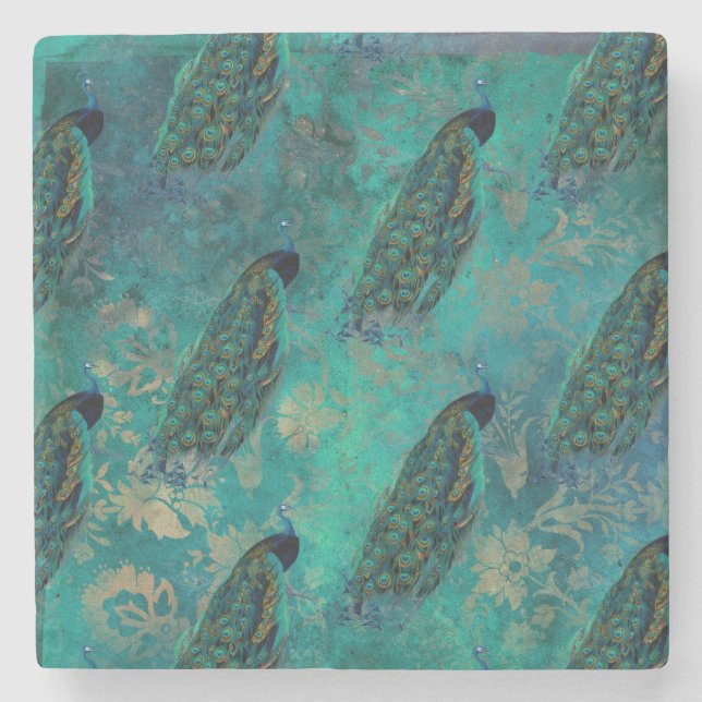 Posavasos De Piedra Peacock Verde azulado Bonito (Anverso)