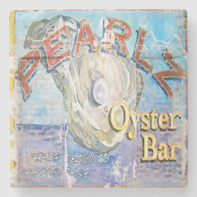 Posavasos De Piedra Pearlz Oyster Bar Charleston, SC. Marble Coaster (Anverso)