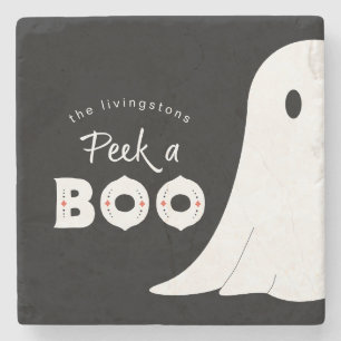 Posavasos De Piedra Peek a Boo Fantasma Personalizado Halloween