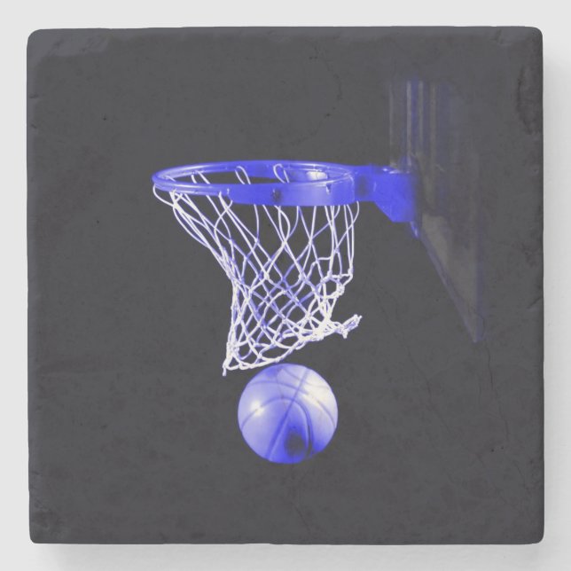 Posavasos De Piedra pelota de baloncesto azul (Anverso)