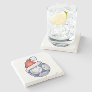 Posavasos De Piedra Pelota de fútbol azul y blanca en verde