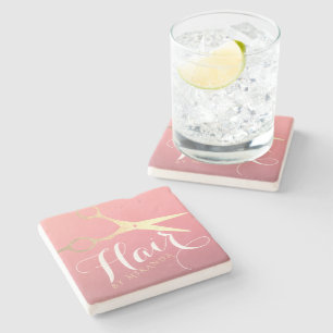 Posavasos De Piedra PelUquería Salón de Maquillaje Tijeras Modernas Ro