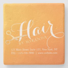 Posavasos De Piedra Peluquería Salón de Maquillaje Tijeras Naranja Chi