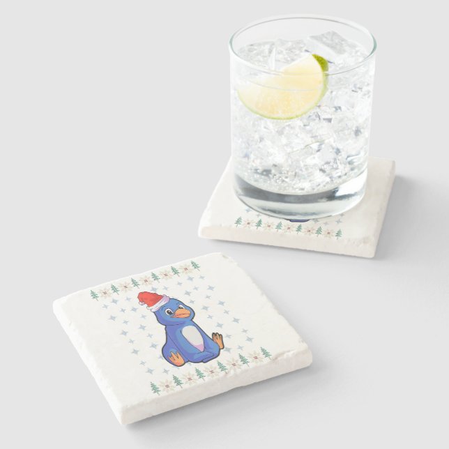 Posavasos De Piedra Penguin Lover Stone Coaster| Acolchador de Piedra  (Lateral)