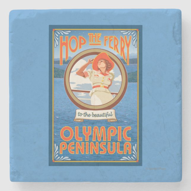 Posavasos De Piedra Península olímpica, WashingtonHop el transbordador (Anverso)