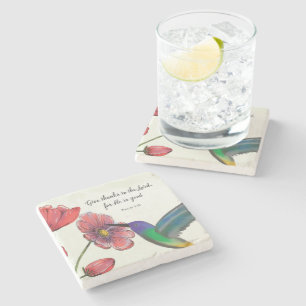 Posavasos De Piedra Pensamiento religioso de flores de usted con colib