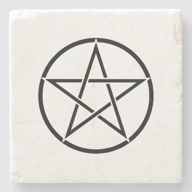 Posavasos De Piedra Pentáculo de Wiccan (Pentagram) (Anverso)