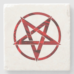 Posavasos De Piedra Pentagram del diablo Rojo