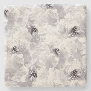 Posavasos De Piedra Peonias, grises y blancas, floridas, flores blanca