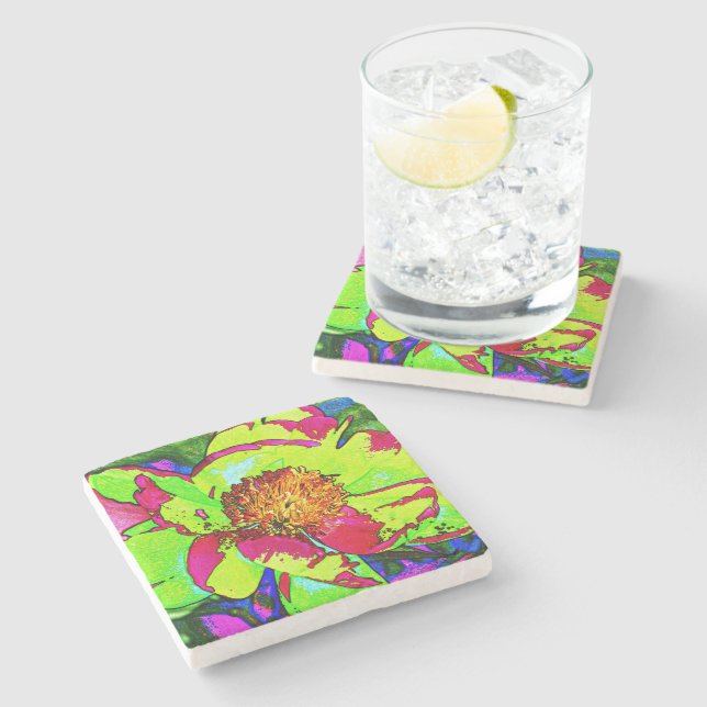 Posavasos De Piedra Peony Stone Coaster (Lateral)