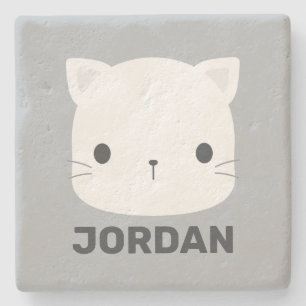 Posavasos De Piedra Pequeño gato con nombre personalizado