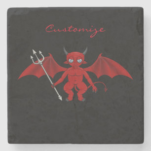 Posavasos De Piedra Pequeño malvado malvado rojo