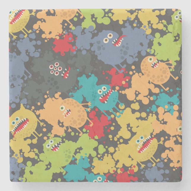 Posavasos De Piedra Pequeños monstruos graciosos (Anverso)