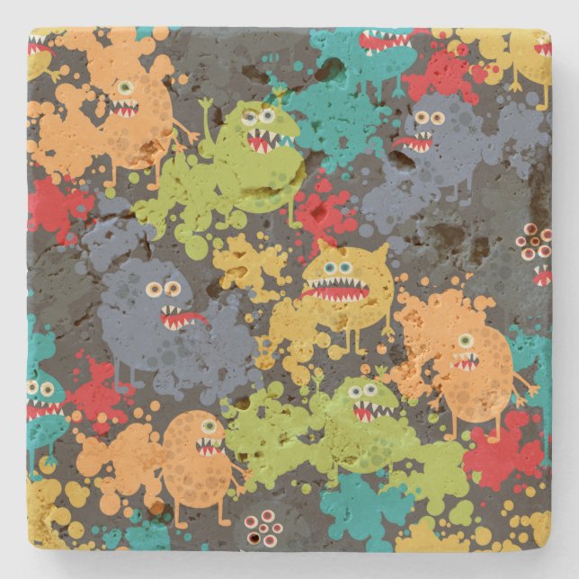 Posavasos De Piedra Pequeños monstruos graciosos (Anverso)