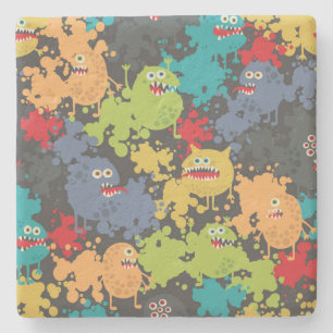 Posavasos De Piedra Pequeños monstruos graciosos