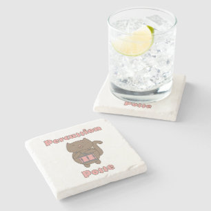 Posavasos De Piedra Percussion Posse Gatito Baterista Adorable Amante