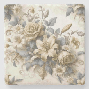 Posavasos De Piedra Perfección floral amarilla antigüa