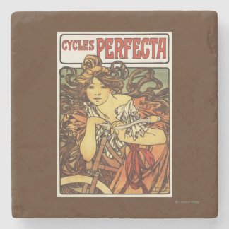 Posavasos De Piedra Perfecta bicicleta con poste publicitario de mujer