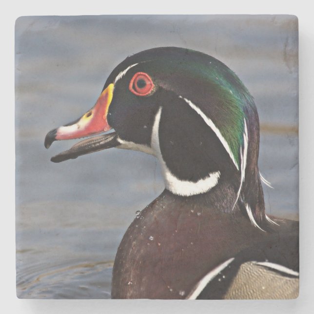 Posavasos De Piedra Perfil de un pato de madera (Anverso)