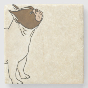 Posavasos De Piedra Perfil del bulldog francés que mira para arriba