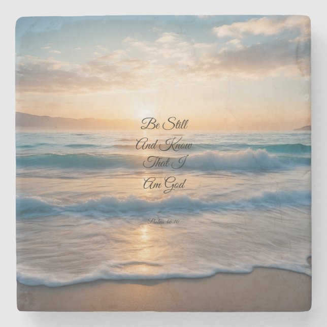 Posavasos De Piedra "Permanecer Y Saber Que Soy Dios" Amanecer (Anverso)