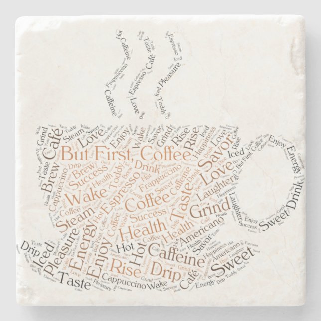 Posavasos De Piedra Pero en primer lugar, el café Word Art Coaster (Anverso)