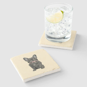 Posavasos De Piedra Perrito adorable, bulldog francés