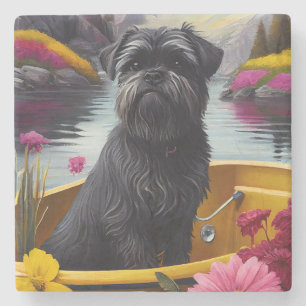 Posavasos De Piedra Perro Affenpinscher en una Paleta: Una Aventura Es