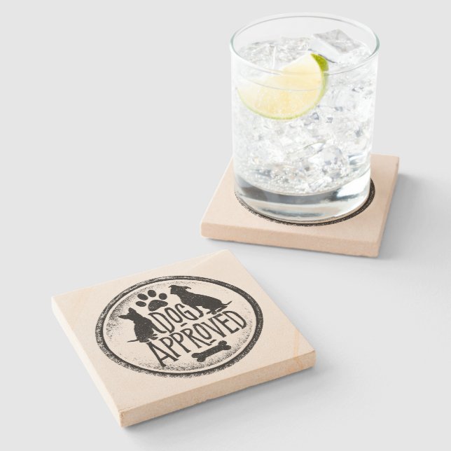 Posavasos De Piedra Perro aprobado (Lateral)