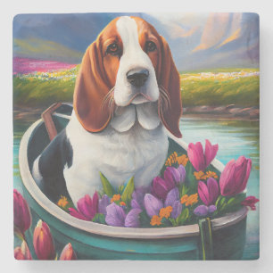 Posavasos De Piedra Perro Basset Hound en una Paleta: Una Aventura Esc