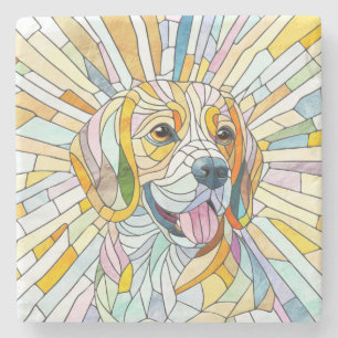 Posavasos De Piedra Perro Beagle - Arte Mosaico colorido