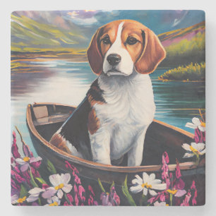 Posavasos De Piedra Perro Beagle en una Paleta: Una Aventura Escénica