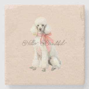 Posavasos De Piedra Perro Caniche Blanco Hola Hermoso